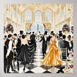 Black and gold, Rich luxury, Moulin rouge style Poster