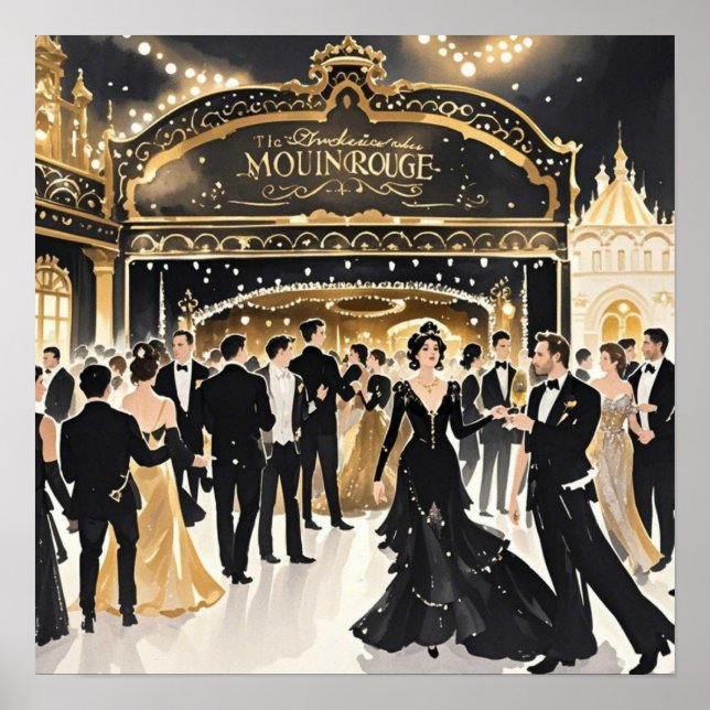 Black and gold, Rich luxury, Moulin rouge style Poster (Front)