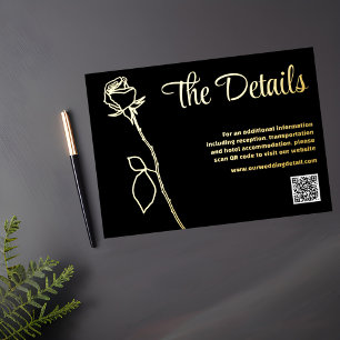 Black and Gold Rose bud QR code Details card