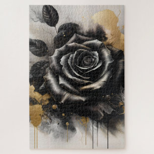 Black and Gold Rose Jigsaw Puzzle
