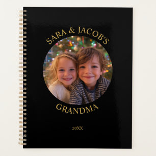 Black and Gold Round Photo for Grandma Planner