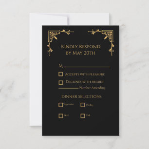 Black and Gold - Royal Regency RSVP Card