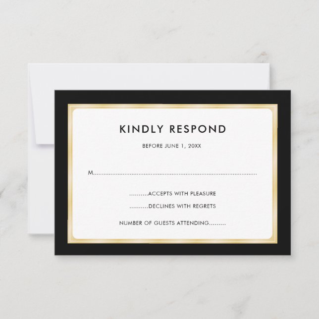 Black and Gold | RSVP Card (Front)