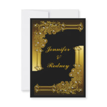 Black and Gold RSVP Wedding Invitation