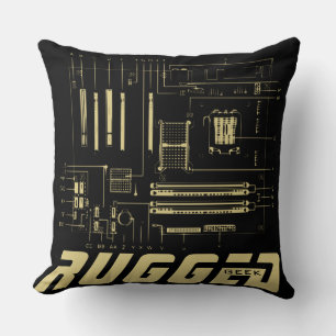 black and gold RUGGED GEEK Motherboard Tech Cushion