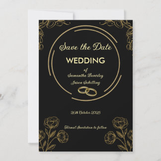 Black and Gold Save the Date Card