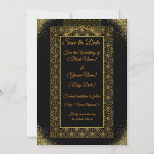 Black and Gold Save the Date Card   Elegant Luxury
