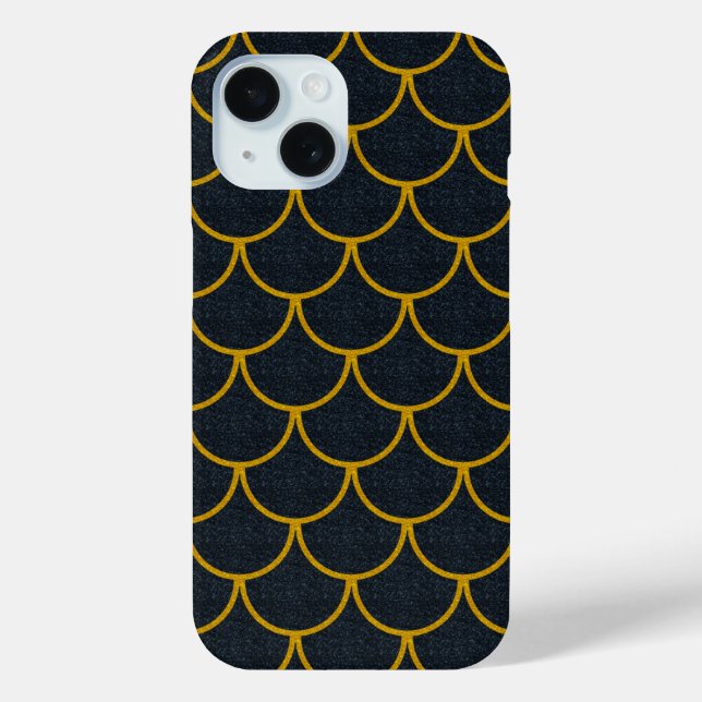 Black and Gold Scalloped Scale Pattern Case-Mate iPhone Case (Back)