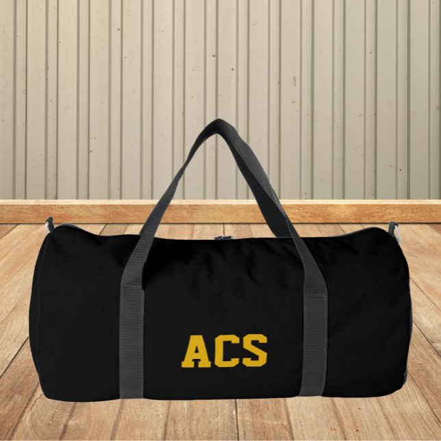 Black and Gold School Colors with Letters Duffle Bag (In Situ)