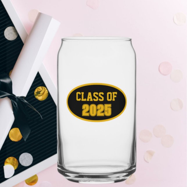 Black and Gold School Colours Class Year Can Glass (In Situ (Graduation))