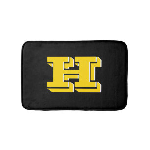 Black and Gold School Pride Color Style Monogram Bath Mat