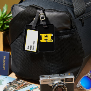 Black and Gold School Pride Color Style Monogram Luggage Tag