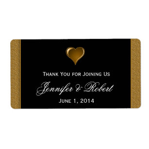 Black and Gold Scroll Accent Water Bottle Label