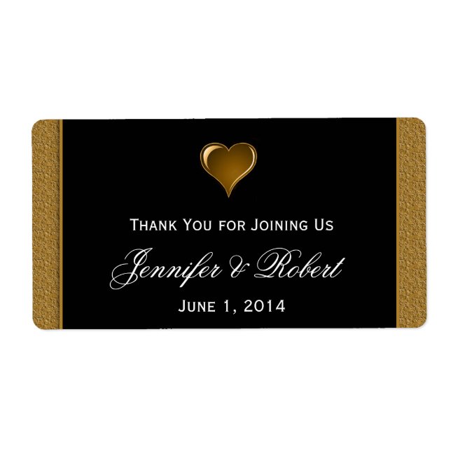 Black and Gold Scroll Accent Water Bottle Label (Front)