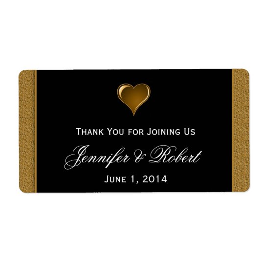 Black and Gold Scroll Accent Water Bottle Label Shipping Label