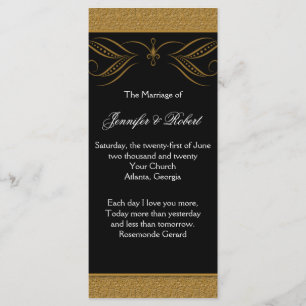 Black and Gold Scroll Accent Wedding Program