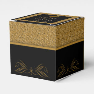 Black and Gold Scroll Wedding Favour Box