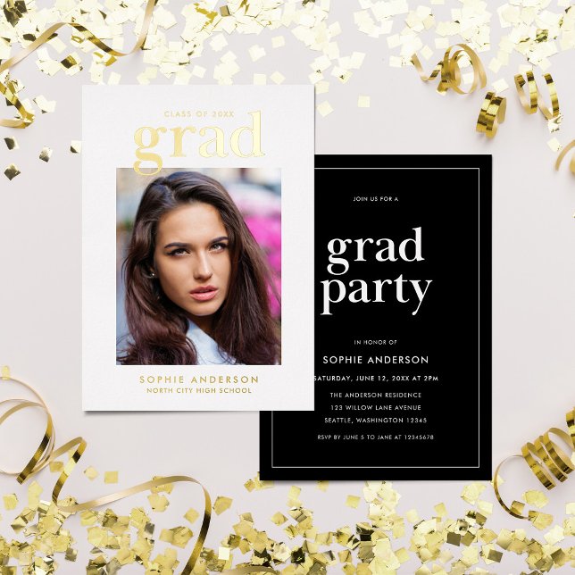 Black and Gold Serif Photo Graduation Party (Creator Uploaded)