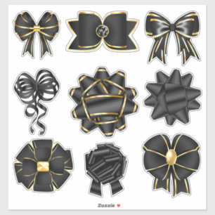 Black and Gold Shimmery Ribbon Bow Set