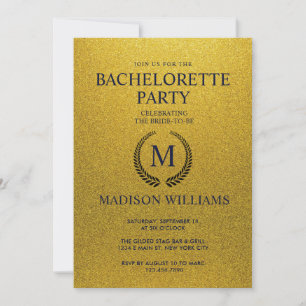 Black and Gold Shining Glitter Bachelorotte Party Invitation