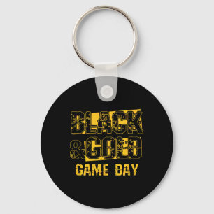 Black And Gold Shirt Game Day High School Football Key Ring