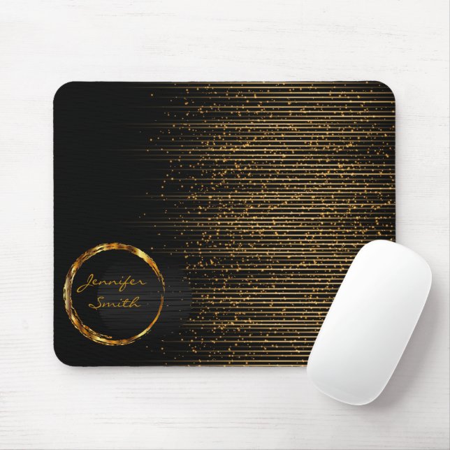 Black and Gold Shooting Stars Mouse Pad (With Mouse)