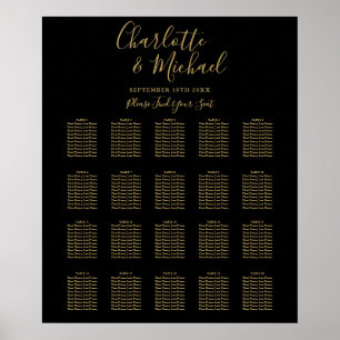 Black And Gold Signature Wedding Seating Chart