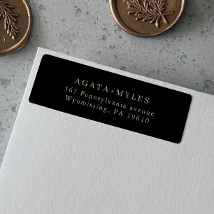 Black and Gold Simple Formal Return Address Label