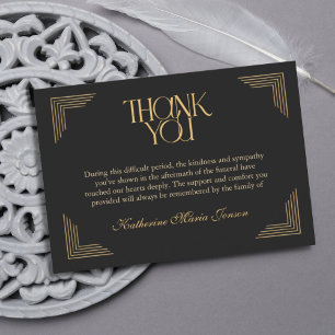 Black and Gold Simple Sympathy After Funeral Thank You Card