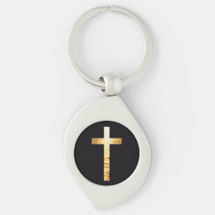 Black and gold simplistic Cross Metal Keychain