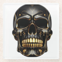 Black and Gold Skull Coaster