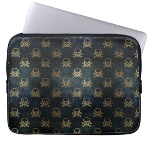 Black and Gold Skulls Electronics Bag