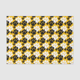 Black and Gold Small Pawprints Tissue Paper