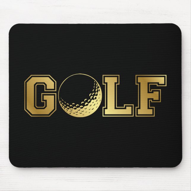 Black and Gold Sophisticated Golf Mouse Pad (Front)