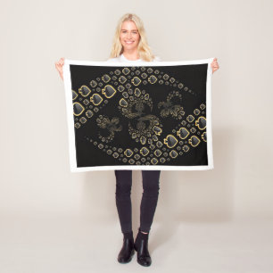 Black and Gold Spades Fractal Blanket