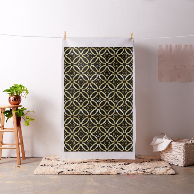 Black and gold sparking look geometric pattern fabric (In Situ)