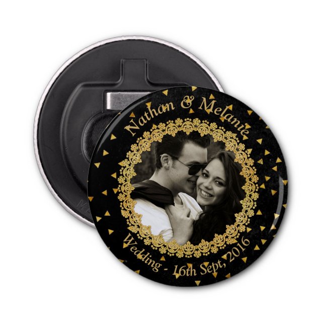 Black and Gold Sparkles Bottle Opener (Front)