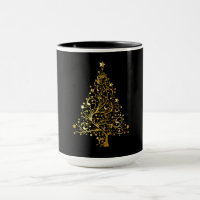 Black and Gold Sparkly Christmas Tree