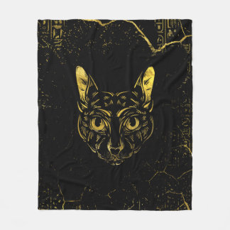 Black and Gold Sphynx Cat Fleece Blanket