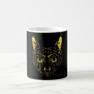 Black and Gold Sphynx Cat on Grunge Egypitan Coffee Mug