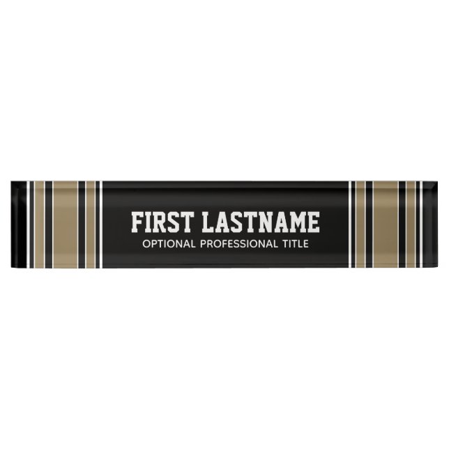 Black and Gold Sports Jersey Name - Can EDIT Colou Nameplate (Front)