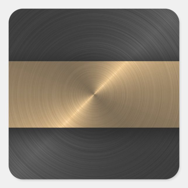 Black And Gold Square Sticker (Front)
