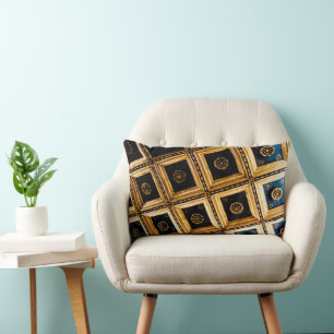 Black and Gold Squares  Lumbar Cushion