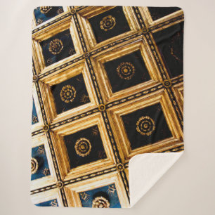 Black and Gold Squares Sherpa Blanket