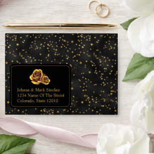 Black And Gold Stars Goth Pattern Envelope