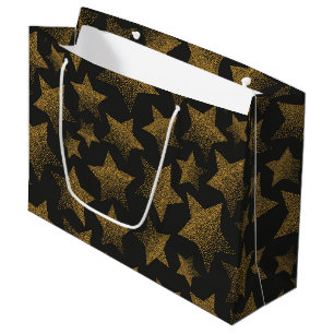 Black and gold stars large gift bag