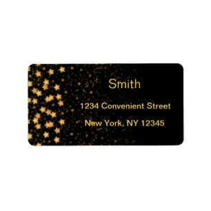 Black And Gold Stars Return Address Label
