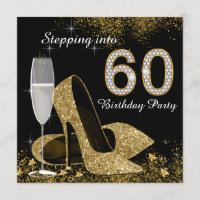 Black and Gold Stepping Into 60 Birthday Party