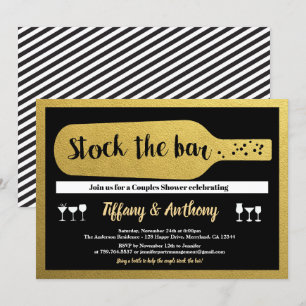 Black and gold stock the bar invitation glam