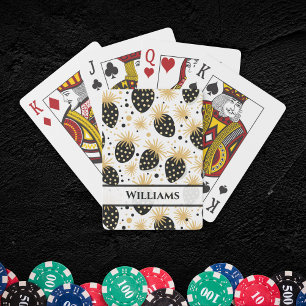 Black and Gold Strawberry Pattern Playing Cards